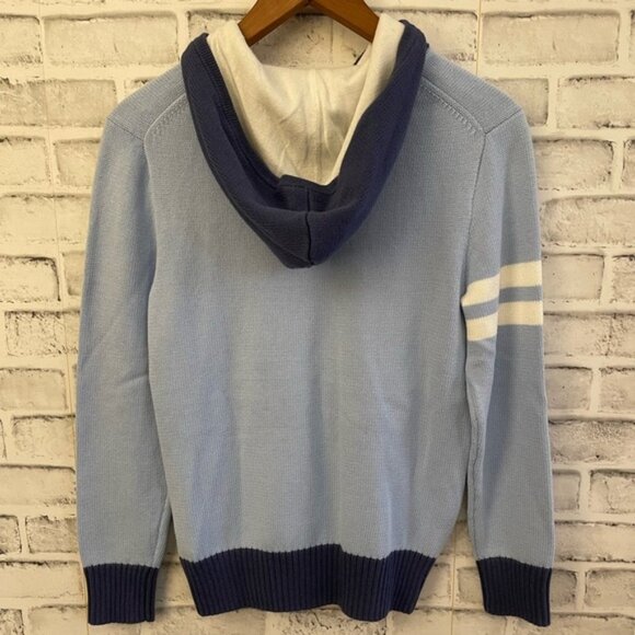 NWOT! Boy’s POLO Ralph Lauren dark and light blue hooded 100% cotton sweater Lg - Picture 2 of 4